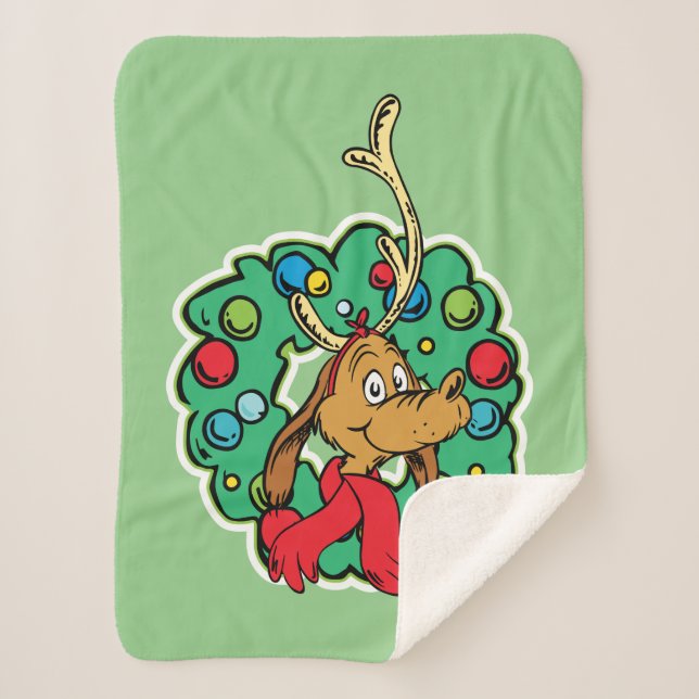 Couverture Sherpa Couronne de Noël de Grinch | Max (Devant)