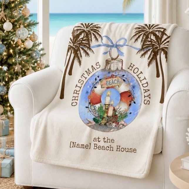 Couverture Sherpa Couronne de Noël de plage côtière  (Créateur téléchargé)