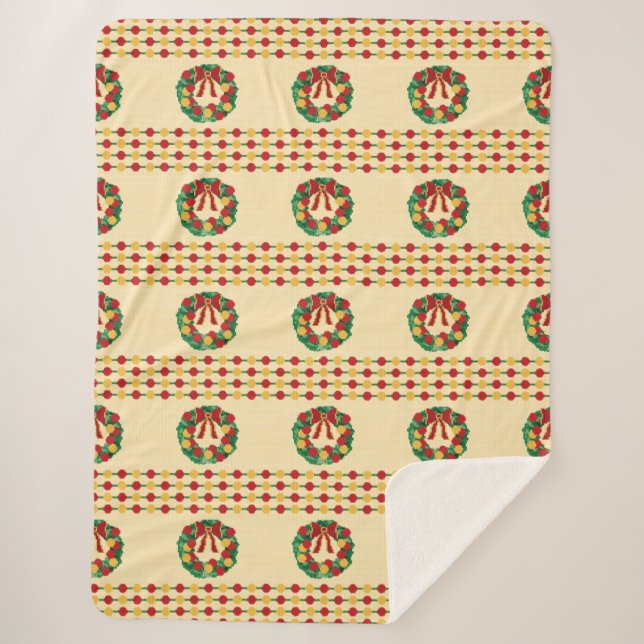 Couverture Sherpa Couronne de Noël tricotée (Devant)