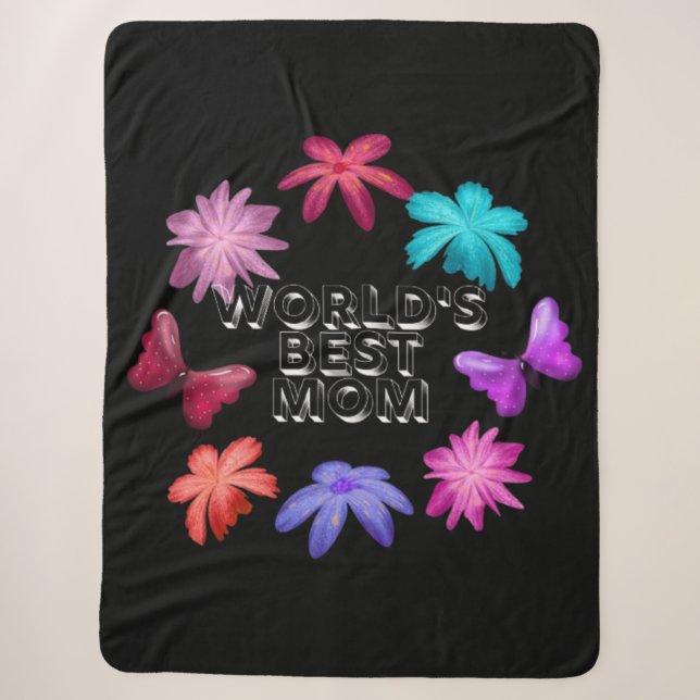 Couverture Sherpa Couronne florale papillon pour la meilleure maman  (Devant)