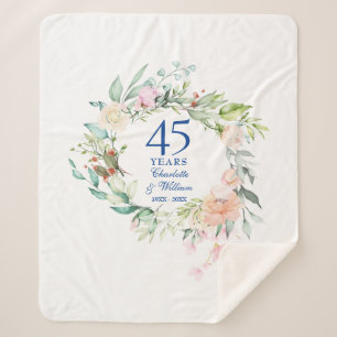 Couverture Sherpa Couronne florale pour le 45e 65e anniversaire de m