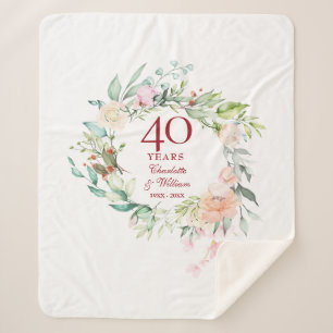 Couverture Sherpa Couronne florale pour les 40 ans de mariage rubis