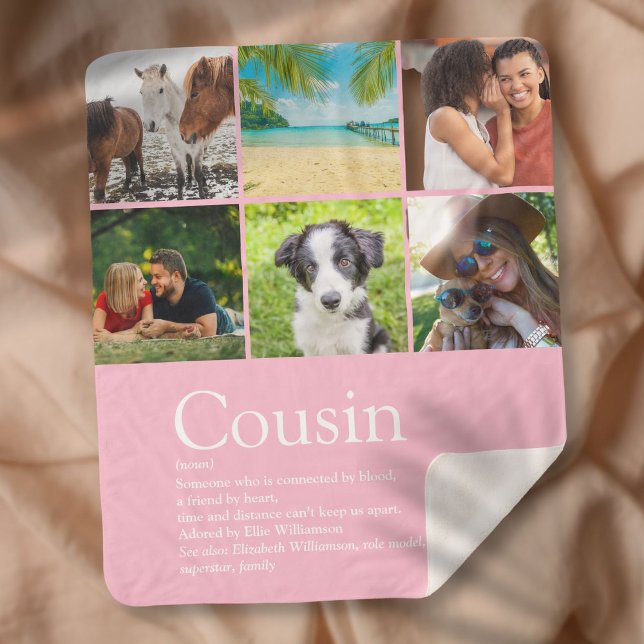 Couverture Sherpa Cousin Modern Girly Pink Photo Collage Amusant (Cousin Modern Girly Pink Photo Collage Fun Sherpa Blanket)