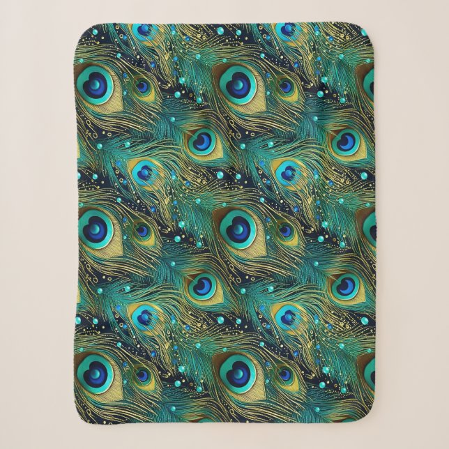 Couverture Sherpa Coussin de jet Peacock Passion (Devant)