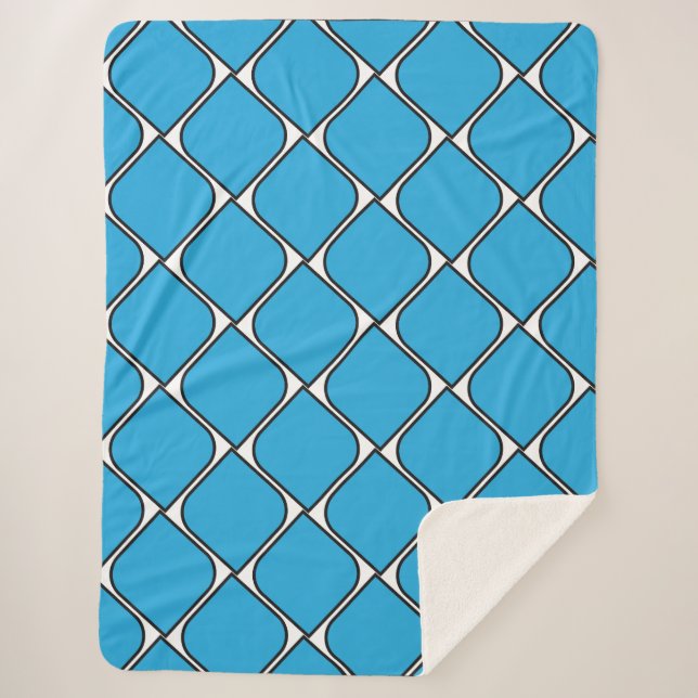 Couverture Sherpa coussin jeté cœur rayures bleu (Devant)