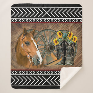 Couverture Sherpa Cowboy de Western Horse Cowboy Cowboy Hat Wagon Wh