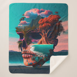 Couverture Sherpa Crâne Coloré