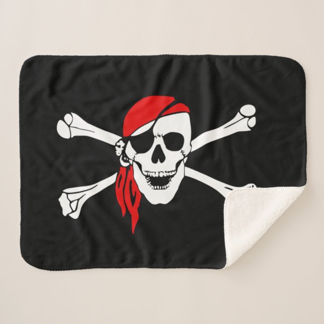Couverture Sherpa Crâne de pirate et os croisés (Devant (Horizontal))