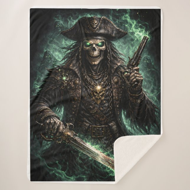 Couverture Sherpa Crâne de pirate fantôme – Fleece de réaper de fant (Devant)