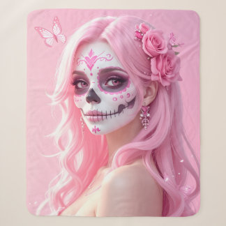 Couverture Sherpa Crâne de sucre Pink Lady