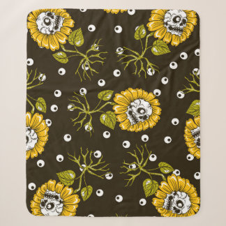 Couverture Sherpa Crânes de tournesol : Unique Motif sans fil.