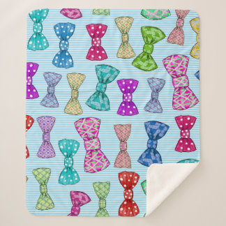 Couverture Sherpa Cravate de cabot, rayures bleues, aquarelle.