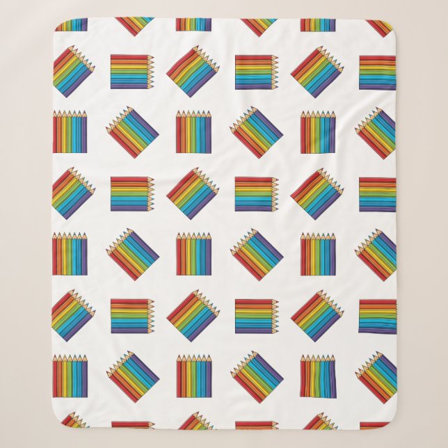 Couverture Sherpa Crayons de couleur arc-en-ciel (Devant)