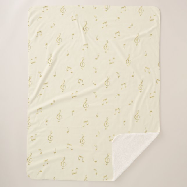 Couverture Sherpa Cream Gold Music Notes   (Devant)