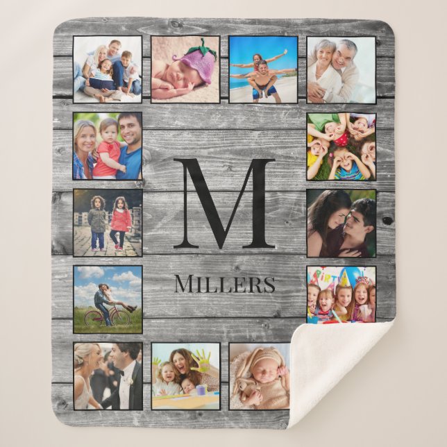 Couverture Sherpa Create Your Custom Photo Collage Rustic Farmhouse (Devant)