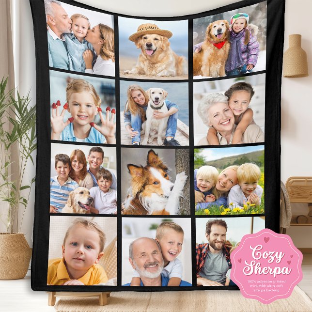 Couverture Sherpa Create Your Family Photo Collage Simple 12 Picture (Créateur téléchargé)