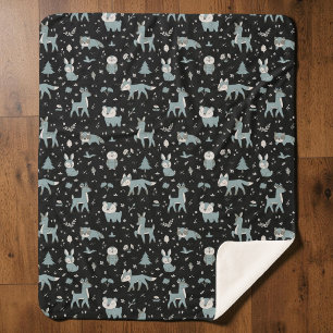 Couverture Sherpa Créatures mignonnes des bois à minuit