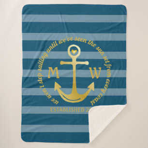 Couverture Sherpa Créez votre propre logo côtier de coeur nautique