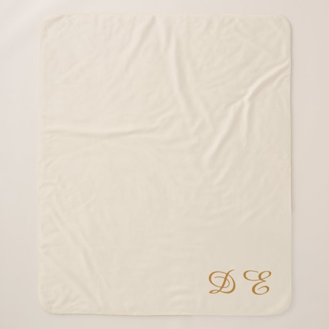 Couverture Sherpa Crème beige minimaliste monogrammé (Devant)