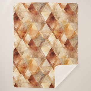 Couverture Sherpa Crème Bourgogne Rouge Triangles Or Noël