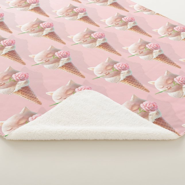 Couverture Sherpa Crème de glace Kitty - Rosy & Dreamy (3/4)