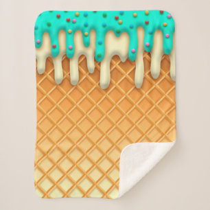 Couverture Sherpa Crème De Glace Lavette Cone Mint Avec Saupoudrés E