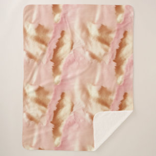 Couverture Sherpa Crème rose Tan Southwest Cowgirl Cowhide
