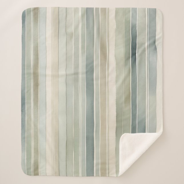 Couverture Sherpa Crème turquoise bleue Sage vert Distressed (Devant)