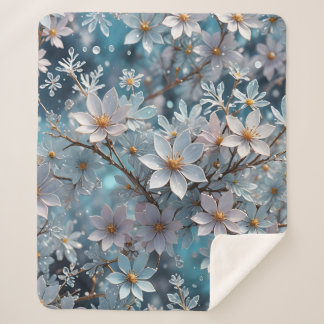 Couverture Sherpa Cristal d'hiver Frost Sakura Fleur Sherpa Blanket