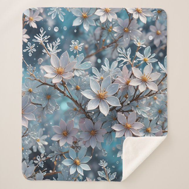 Couverture Sherpa Cristal d'hiver Frost Sakura Fleur Sherpa Blanket (Devant)
