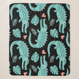 Couverture Sherpa Crocodiles de caricatures, motif mignon sans soudu