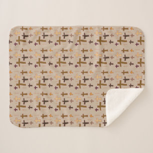 Couverture Sherpa Croix chrétiennes multicolores sur fond beige