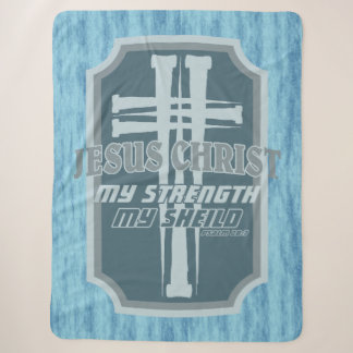 Couverture Sherpa Croix de clous sur le bouclier Psaume 28:7 Concept