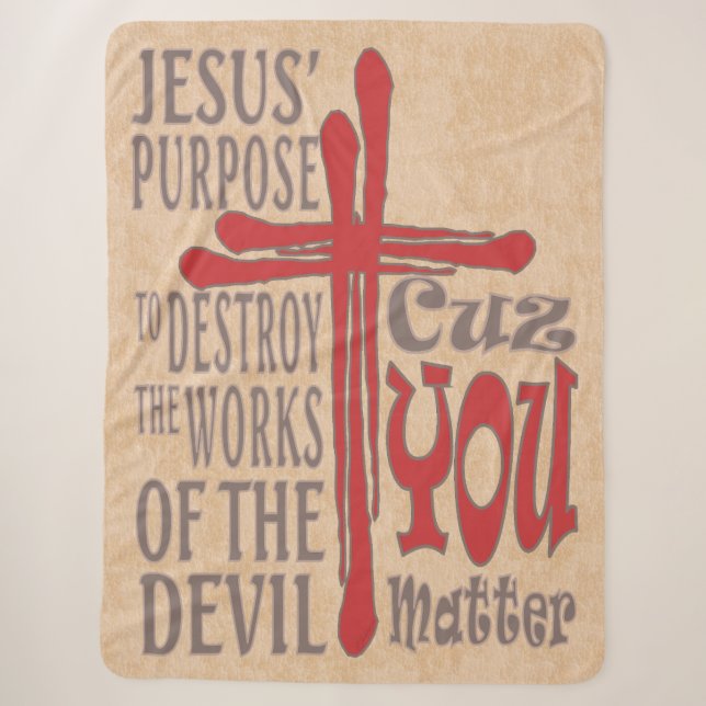 Couverture Sherpa Croix du Christ sang rouge gouttes Cuz You Matt (Devant)