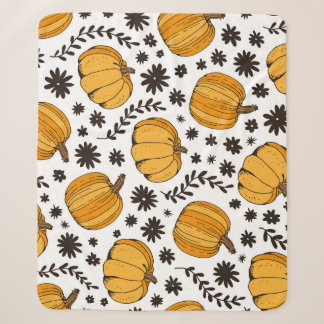 Couverture Sherpa Croquis citrouilles : motif sans couture dessiné à