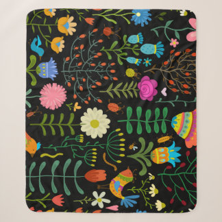 Couverture Sherpa Croquis floral, motif artistique sans couture.