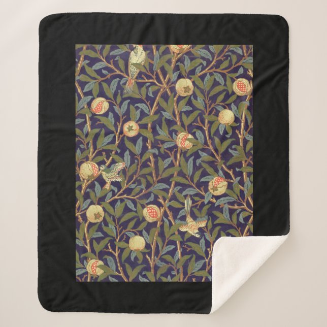 Couverture Sherpa Cru d'oiseau et de grenade de William Morris (Devant)