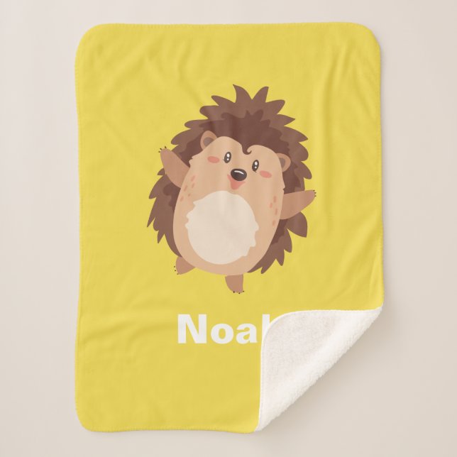 Couverture Sherpa Cube Cartoon Hedgehog Blanket - série Hedgie Life (Devant)