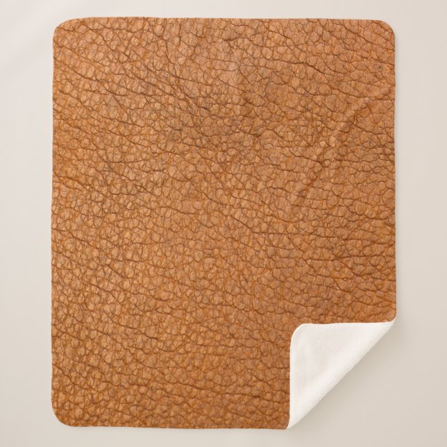 Couverture Sherpa cuir Arrière - plan brun gros plan (Devant)