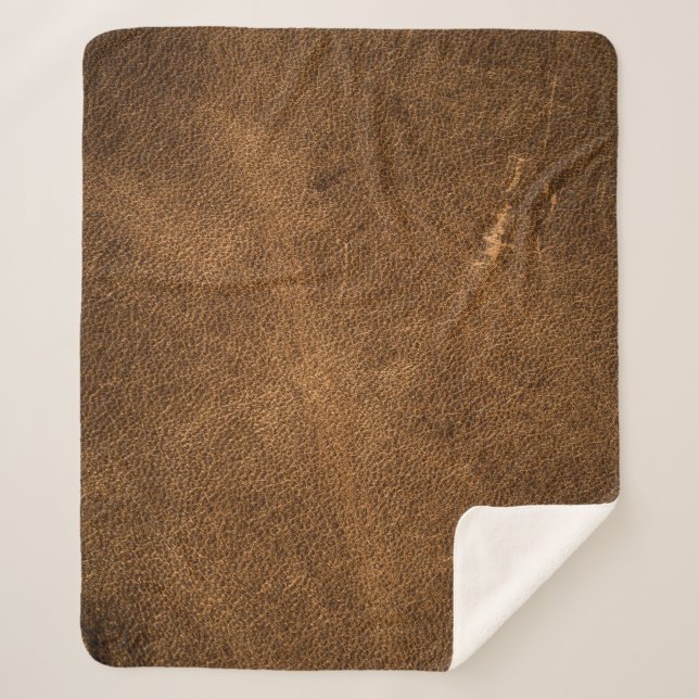 Couverture Sherpa Cuir Brown vieilli : Texture classique (Devant)