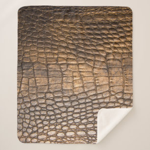 Couverture Sherpa ? cuir de rocodile. arrière - plan en cuir Brown e