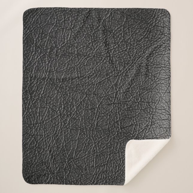 Couverture Sherpa Cuir noir : texture de closeup transparente. (Devant)