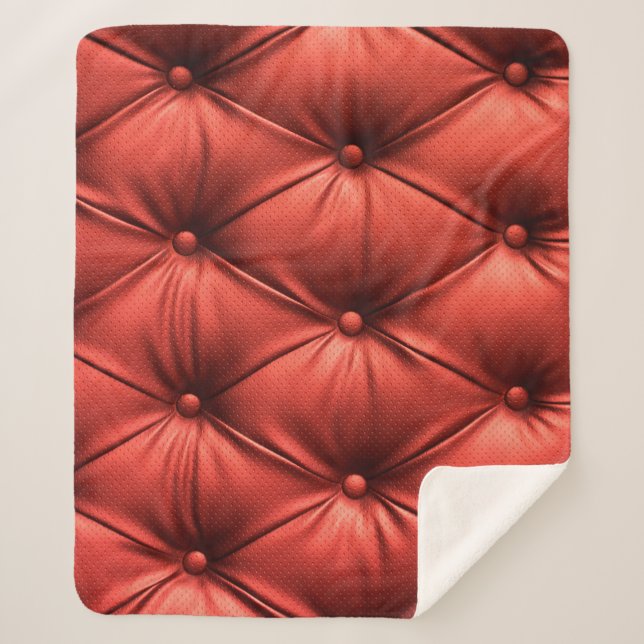 Couverture Sherpa Cuir rouge texturé : Détails du matériau (Devant)