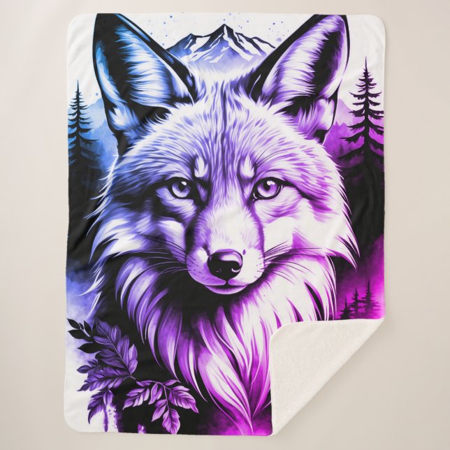 Couverture Sherpa Cuisine Sherpa Blanche avec Design Fox Vibrant - S (Devant)