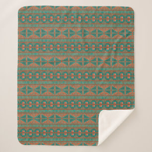 Couverture Sherpa Cuivre du sud-ouest Turquoise Motif géométrique Mo
