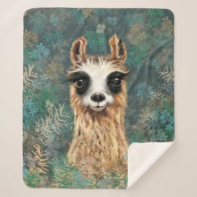Couverture Sherpa Curieux Llama Bébé - Cute - (Devant)