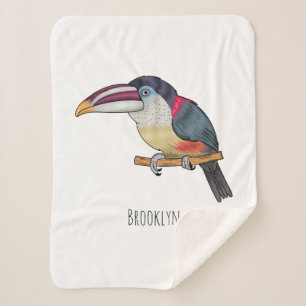 Couverture Sherpa Curl crested aracari bird cartoon