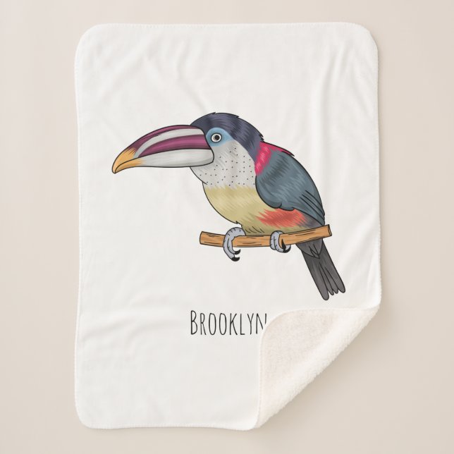 Couverture Sherpa Curl crested aracari bird cartoon (Devant)