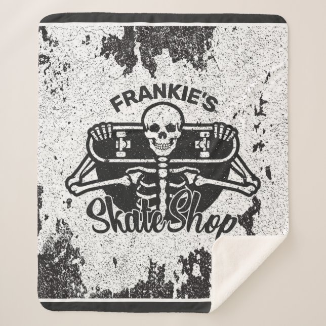 Couverture Sherpa Custom ADD NAME Skull Skate Shop (Devant)