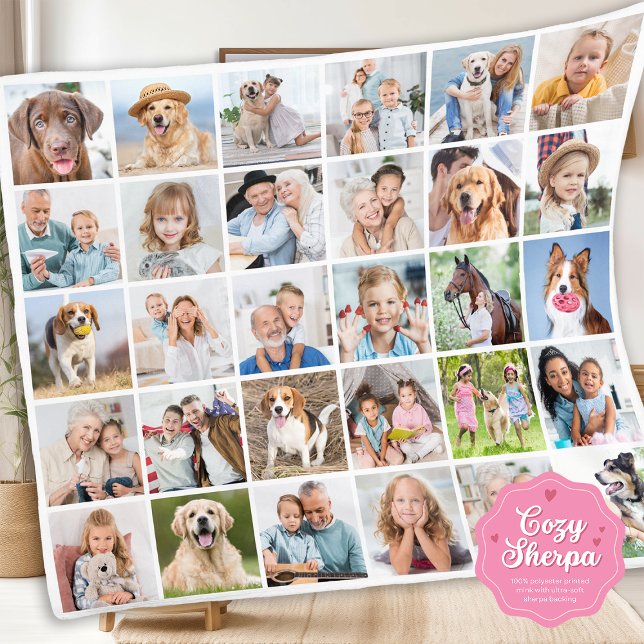 Couverture Sherpa Custom Family 30 Photo Collage Cute Memories (Créateur téléchargé)